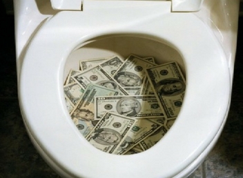 lottery money down the toilet