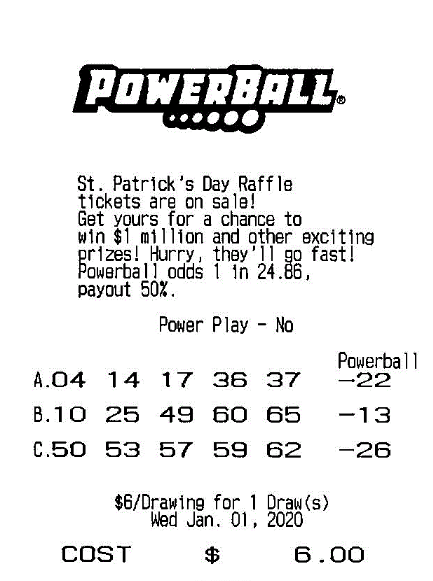 L.O.'s winning powerball ticket
