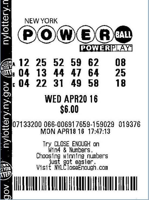 Winning Powerball ticket